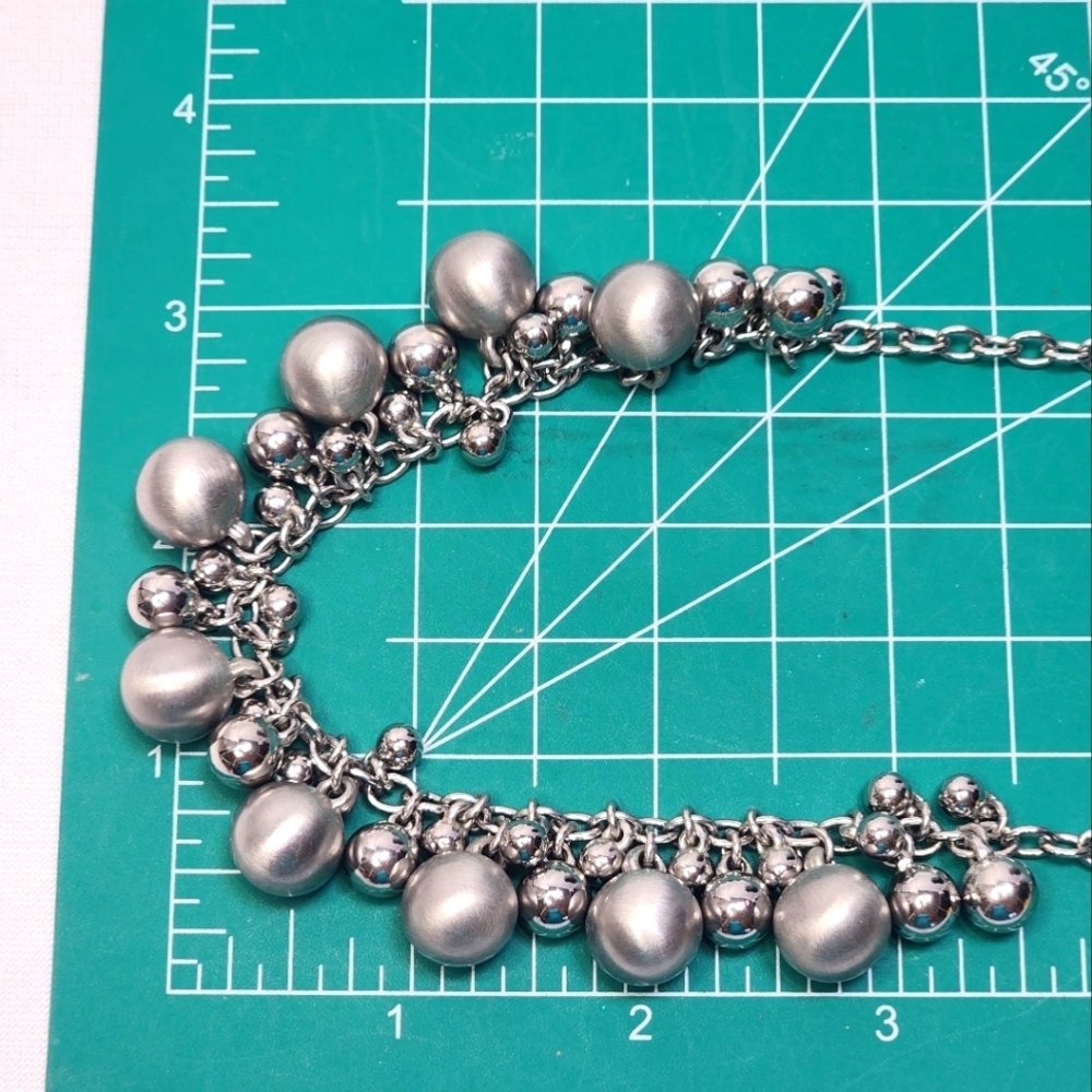 Lia Sophia Brushed and Shiney Silver Bead Necklace - Picture 9 of 12